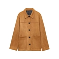 Chaqueta vintage marrón de ante sintético con cuello de solapa y bolsillos grandes - XS / Caramelo