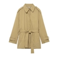 Classic khaki mid-length trench coat with waist tie belt and buttoned epaulettes - S / Khaki