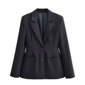 Chaqueta blazer negra clásica para mujer de corte ajustado con solapas y dos botones - XS / Top Negro