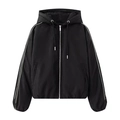 Chaqueta negra con capucha y ribetes blancos en los hombros con puños elásticos en blanco - XS / Negro