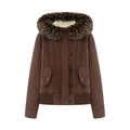 Damen Winterjacke in Braun mit abnehmbarem Pelzkragen und warmem Innenfutter - S / Dunkelbraun