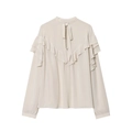 Elegante crème chiffon blouse met decoratieve ruches en strikkraag voor dames - XS / Broken Wit
