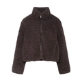 Giacca in pile marrone scuro con collo alto e cerniera lampo per calore invernale - XS / caffè