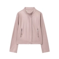 Damesjack van imitatieleer in oudroze met opstaande kraag en dubbele ritssluiting chic - S / Tops / Roze
