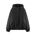 Parka invernale da donna oversize nero con fodera in pile e polsini a costine - XS / Nero
