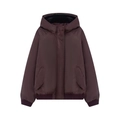 Giacca bordeaux con cappuccio da donna, fodera in pile e polsini a costine - XS / Rosso Scuro