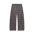 Damesbroek met hoge taille en donkergrijze glen check ruit met zijzakken - XS / Grijs Geruite Wijde Pijpen Broek
