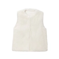 Women's fluffy white faux fur vest with sleeveless design on a clean white backdrop - XS / White