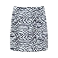 Minifalda chic para mujer con estampado de cebra en blanco y negro y corte recto - S / Falda de Estampado de Cebra