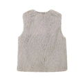 Close-up of grey faux fur vest texture featuring plush synthetic fibers and clean stitching - XS / Light Gray
