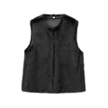 Chic black faux fur vest for women with plush texture and minimalist sleeveless design - XS / Black
