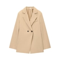 Chique lichtkaki damesblazer met getailleerd ontwerp en reverskraag voor op kantoor - S / Khaki