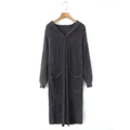 Cardigan lungo in mohair grigio scuro con cappuccio e tasche frontali aperte - S / grigio scuro