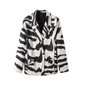 Dames blazer met zebraprint, reverskraag en enkele knoopsluiting in zwart-wit - XS / Zwart Wit Zebra