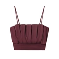 Elegante wijnrode crop top met geplooide voorkant en dunne spaghettibandjes van satijn - XS / Dieprood Topje