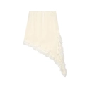 Detail of cream asymmetric satin skirt with delicate lace trim and irregular hemline - XS / Off White
