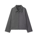 Giacca da uomo in misto lana grigio scuro con colletto a revers e zip frontale - XS / Grigio chiaro