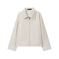 Giacca corta vintage beige da donna con zip intera e consistenza effetto lana - XS / Bianco latte