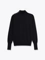 Detalle de jersey de punto con cuello alto y elegantes botones dorados en el hombro - S / Negro