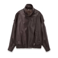 Women's dark brown faux leather jacket with litchi texture and asymmetrical front closure - XS / Coffee