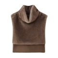 Damen Stehkragen aus Kunstfell in Dunkel-Camel für die Herbst-Winter-Schichtung - S / Dunkelbraun