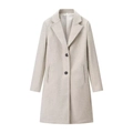 Classic oatmeal oversized coat with notched lapels and shoulder pads in a minimalist H-line cut - XS / Khaki