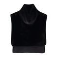 Ärmellose schwarze Kunstpelzweste mit stylischem Rollkragen und glattem Satin-Saum - S / Schwarz