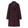 Women's burgundy long wool coat with shoulder pads and classic lapels for autumn fashion - XS / Dark Red