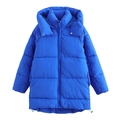 Bright blue winter padded hooded jacket with quilted design and adjustable drawstring hem - XS / Blue
