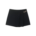 Gonna pantalone nera a vita alta da donna con elegante decorazione a catena dorata - XS / Nero