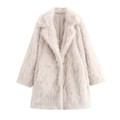 Cappotto vintage in ecopelliccia da donna grigio chiaro con ampi revers e fodera interna - XS