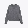 Klassischer dunkelgrauer Strickpullover mit Rundhalsausschnitt und Rippstrickbündchen - S / Grau