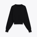 Jersey de punto negro clásico con cuello redondo y manga larga con detalles de canalé - S / Negro