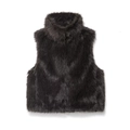 Chic dark brown faux fur vest with high neck collar for women's autumn winter fashion - XS / Coffee