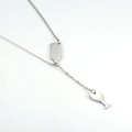 Silver stainless steel Y-shaped necklace featuring a wine bottle and goblet pendant charm - Wine Bottle and Glass