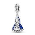 Luminous firefly charm in 925 sterling silver with blue enamel and crystal star details - Ktc936