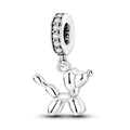925 sterling silver balloon dog charm with sparkling zircon-studded ring clasp - Ktc895