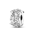 925 sterling silver charm bead with detailed butterfly relief and polished finish - Ktc677