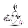 Luminous firefly soul sister charm bead in 925 sterling silver with pink enamel - Ktc530