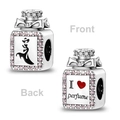 S925 sterling silver perfume bottle charm with pink zircons and I love perfume engraving - Ktc469