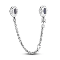 S925 sterling silver safety chain with heart zircon for charm bracelets - Ktc417