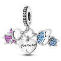 Luminous firefly charms with 925 sterling silver heart and colorful zircon beads - Ktc280
