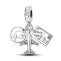 Luminous firefly travel charms with 925 sterling silver globe, airplane and postcard - Ktc240