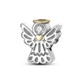Luminous angel charm bead in 925 sterling silver with gold plating and cubic zirconia - Ktc225