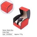 Premium red and black PU leather watch gift box with white stitching and cushion - Curved Watch Box - Red