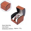 Brown matte PU leather watch storage box with white cushion for luxury watches - Curved Watch Box - Coffee