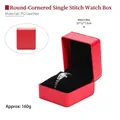 Premium red PU leather watch box with rounded edges and elegant black velvet cushion - Rounded Watch Box - Glossy Red