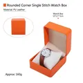 Orange matte PU leather watch storage box with rounded corners and cream cushion - Rounded Watch Box - Glossy Orange