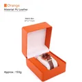 Orange matte PU leather watch box with a soft white cushion for secure storage - Rounded Watch Box - Orange Two-tone Interior