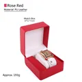 Rose red PU leather watch gift box with soft white cushion 10x11x7.5cm size - Rounded Watch Box - Red Two-tone Interior